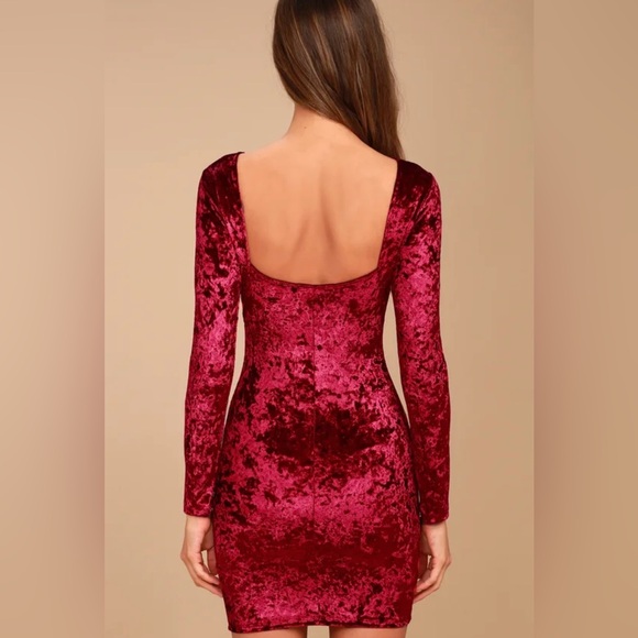 Lulus True Story Burgundy Velvet Long Sleeve Bodycon Dress - Picture 4 of 4
